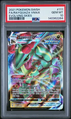 PSA 10 Rayquaza VMAX EVOLVING SKIES 111/203 GEM MINT Graded Pokemon Card - Image 1
