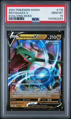 PSA 10 Rayquaza Ultra Rare EVOLVING SKIES 110/203 GEM MINT Graded Pokemon Card - Image 1