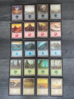 MTG 20X JAPANESE MERCADIAN MASQUES BASIC LAND SET PLAINS SWAMP ISLAND FOREST MOU - Image 1