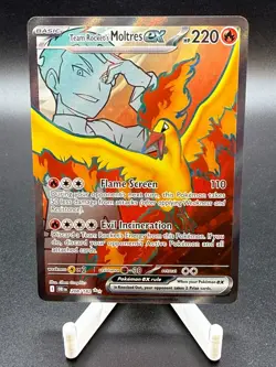 Team Rocket's Moltres EX Full Art Destined Rivals 208/182 Pokemon Card TCG NM - Image 1