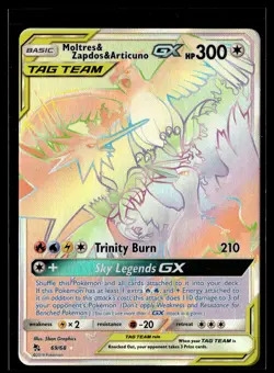 Moltres & Zapdos & Articuno GX 69/68 Hidden Fates Rare Rainbow Pokemon - Image 1