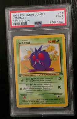 Pokemon - Venonat 1st Ed - Jungle Set - #63 - PSA 9 - Image 1