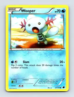 Wooper 21/116 Plasma Freeze Non Holo Pokemon Card NM/LP - Image 1