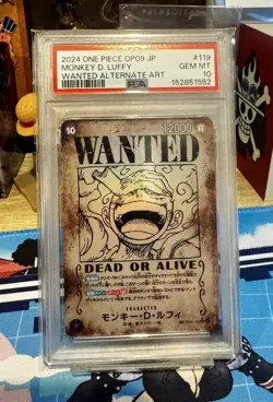 One Piece Monkey D Luffy Wanted Poster Op09 #119 Psa 10 Japanese ✅ - Image 1