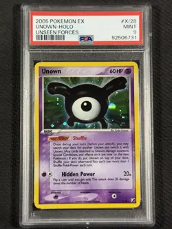 Pokemon Cards PSA 9 MINT Unown Holo Unseen Forces Ex 2005 Ultra Rare X/28 - Image 1