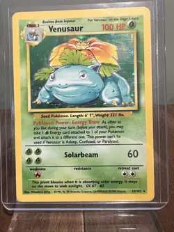 Venusaur 15/102 Base Set Holo Rare 1999-2000 WOTC Vintage Pokemon TCG - Image 1