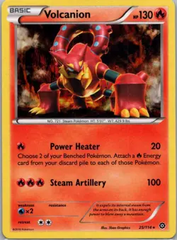 Pokemon TCG Volcanion 25/114 Steam Siege Cracked Ice Holo LP - Image 1