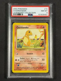 Pokemon Cards PSA 8 NM-MT Charmander Legendary Collection WotC 2002 70/110 - Image 1