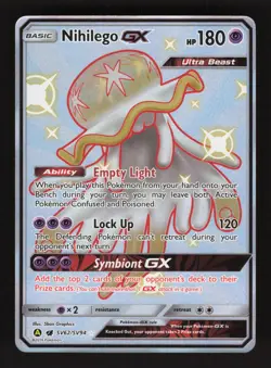 Nihilego GX SV62/SV94 Hidden Fates Holo Full Art Pokemon Card - Image 1