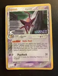 Pokemon Card-Espeon-Holo-Delta Species-4/113-ENG-Stamped-Very Good - Image 1