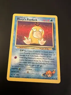 Misty’s Psyduck 90/132 Gym Challenge Unlimited 2000 Pokemon Card Common NM - Image 1