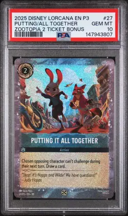 2025 Disney Lorcana EN P3/27 Putting It All Together Zootopia 2 Promo - PSA 10 - Image 3