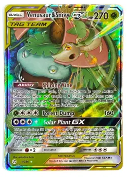 Venusaur & Snivy GX - 1/236 - SM Cosmic Eclipse Holo Rare Pokemon Card - NM/MINT - Image 1