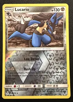 Pokemon TCG SM Unbroken Bonds 126/214 Lucario Reverse Holo Rare Card NM - Image 1