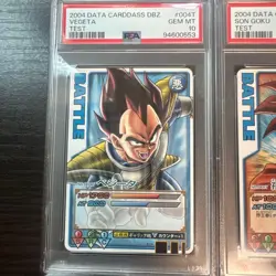 Bandai Dragon Ball Data Card Son Goku Vegeta PSA 10 Serial Number Japan - Image 2