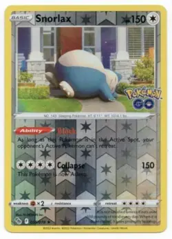 Snorlax 055/078 Reverse Holo Pokemon Go Pokemon Card LP - Image 1