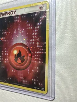 Pokemon TCG Fire Energy Emerald 102/106 Swirl Holo Rare - Image 2