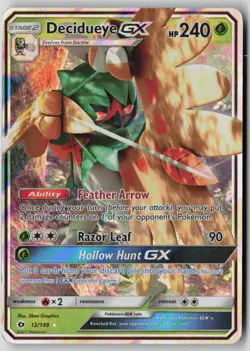 Decidueye GX 12/149 Holo Ultra Rare SM Base Set Pokemon DMG - Image 1