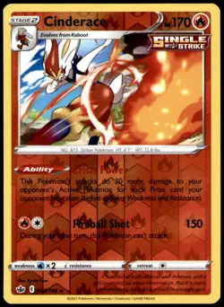 Cinderace 028/198 Holo Rare Chilling Reign Pokemon Reverse Holo Near Mint - Image 1