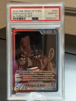 Ace 2025 One Piece OP13 EN #002 Alt Art Leader PSA 10 Gem Mint - Image 1