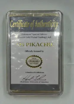 Pokemon 23K Gold Plated promo Card Pikachu Burger King 1999 #25 w/hard case - Image 2