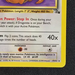Dragonite 19/62 Unlimited Rare Fossil Pokemon Card - Image 5