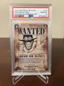 Ace Wanted Poster ERROR One Piece Card Game OP13-119 PSA 10 - Image 1