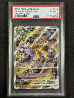 Pokemon Cards PSA 10 GEM MT Mewtwo Vstar Crown Zenith Full Art SWSH GG44/GG70 - Image 1