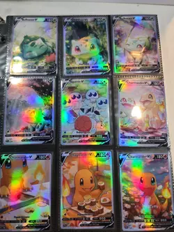 Lot of 9 Custom Holo fanart mixed V Pokemon Trading Card Sleeved & Top Loaded!! - Image 1