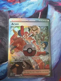 Pokemon TCG Scarlet & Violet Arven Trainer Full Art SIR Holo Card 235/198 - Image 1