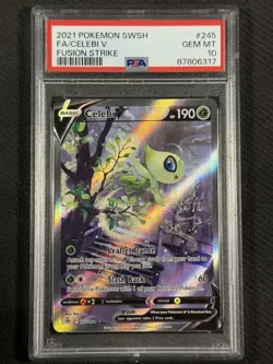Pokemon Cards PSA 10 GEM MT Celebi V Fusion Strike 2021 FA Ultra Rare 245/264 - Image 1