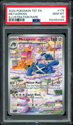 2024 POKEMON TEF EN-TEMPORAL FORCES ILLUSTRATION RARE #178 METAGROSS PSA 10 - Image 1