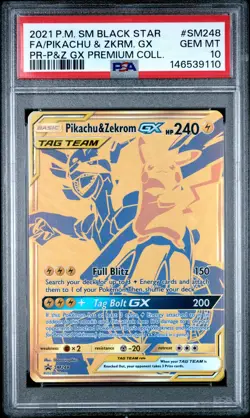 2021 POKEMON SM BLACK STAR PROMO #SM248 FULL ART/PIKACHU & ZEKROM GX PSA 10 - Image 1