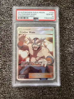 2018 Pokemon Sun And Moon Crasher Wake Full Art Forbidden Light PSA 10 129/131 - Image 1