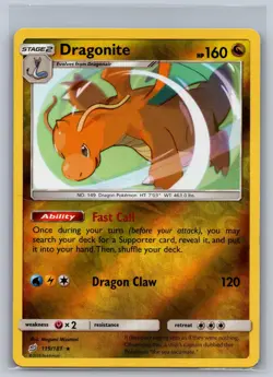 Dragonite 119/181 Holo Rare Team Up Pokemon Reverse Holo Moderately Played - Image 1