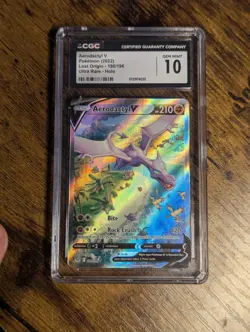 Pokemon 🦴 Lost Origin Aerodactyl V 180/196 Ultra Rare Holo 🦖 CGC 10 GEM MINT ✨ - Image 2
