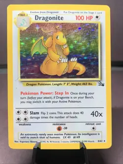 Pokemon TCG Dragonite 4/62 Fossil Set Holo Rare WOTC VTG 1999 - MP/MP- - Image 1
