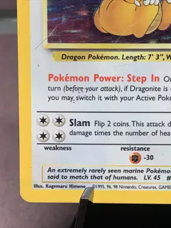 Pokemon TCG Dragonite 4/62 Fossil Set Holo Rare WOTC VTG 1999 - MP/MP- - Image 5