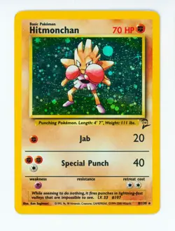 2000 Hitmonchan Pokemon Base Set 2 #8 English Version Holo Pokemon TCG Card - Image 1