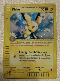 Pokemon Pichu TCG Expedition Card 22/165 Holo Rare HP HEAVY PLAY Swirl - Image 1