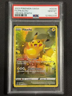 Pokemon Cards PSA 10 GEM MT Pikachu Crown Zenith Full Art SWSH GG30/GG70 - Image 1