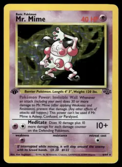 Pokemon Cards Mr. Mime 6/64 1st Edition Holo Jungle WOTC Rare LP - Image 1