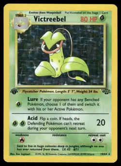 Pokemon Cards Victreebel 14/64 1st Edition Holo Jungle WOTC Rare LP - Image 1