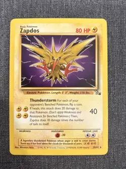 Zapdos 1999 30/62 Fossil Regular Pokemon TCG NM Great Condition - Image 1
