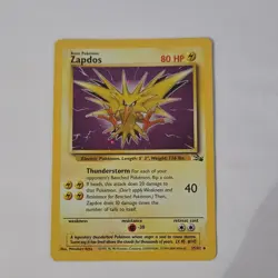 Wizards Pokemon TCG Zapdos Fossil 15/62 Holo Rare Unlimited ENG 1999 80 - Image 1