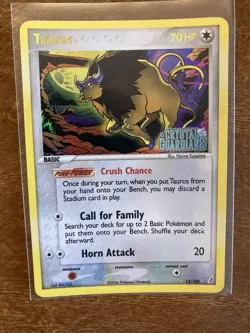 Tauros 12/100 EX Crystal Guardians Reverse Holo Stamped Rare Pokemon TCG Card - Image 1