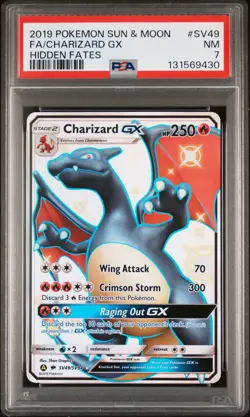 2019 POKEMON SUN & MOON HIDDEN FATES #SV49 FULL ART/CHARIZARD GX PSA 7 - Image 1