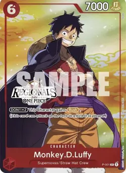 One Piece TCG Monkey D Luffy Offline Regional 2024 P-001 English Promo - Image 1