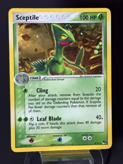Sceptile 4/17 Holo Rare POP Series 1 Pokemon Card 💫 SWIRL LP- - Image 5