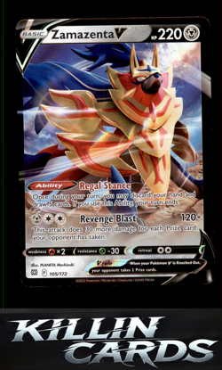 Zamazenta V 105/172 Pokemon Ultra Rare SWSH09: Brilliant Stars Card NM - Image 1